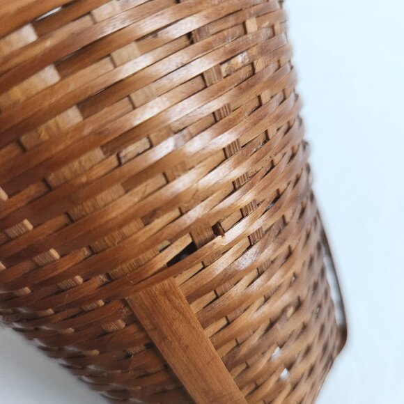 Vintage Cone Woven Wood Wicker Basket Lot Of 2 Baskets Wall Hanging Decor Boho - Picture 8 of 16